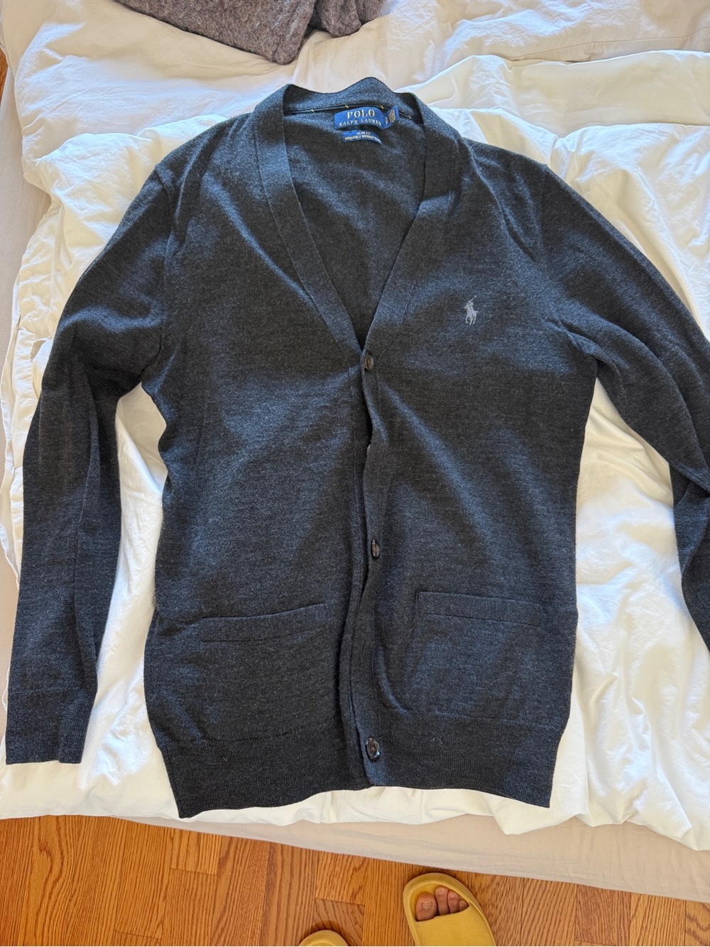 Polo by Ralph Lauren Dark Charcoal V-Neck Button Cardigan